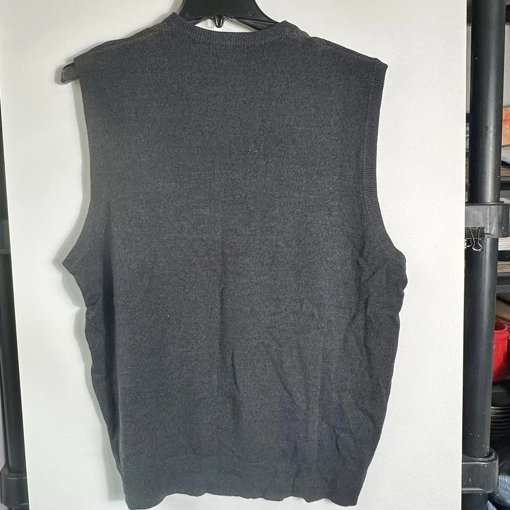 Dockers Mens Size XL Dark‎ Gray Argyle Sweater Vest V Neck Classic
